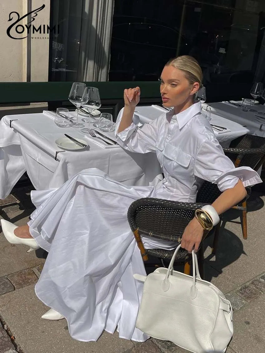 Elegant White Lapel Dress