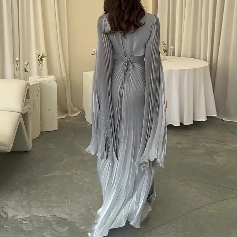 Solid Flared Sleeve Dress