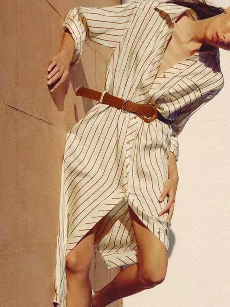 Simple Striped Print Dress