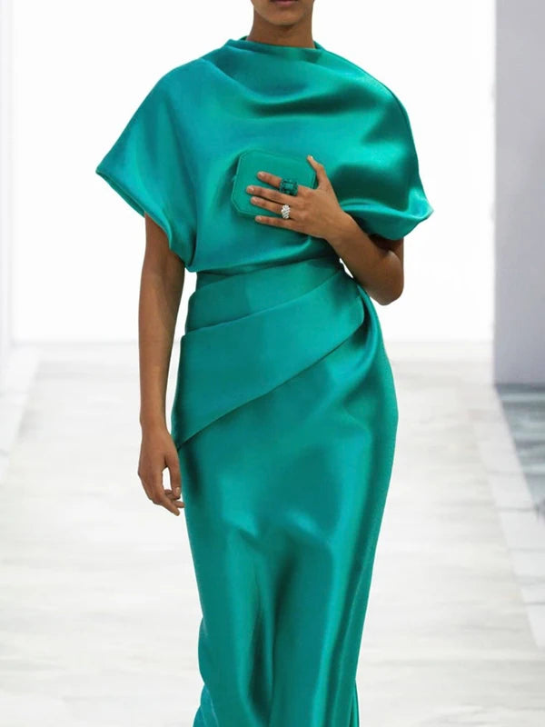 Loose Green Short Sleeves Dress