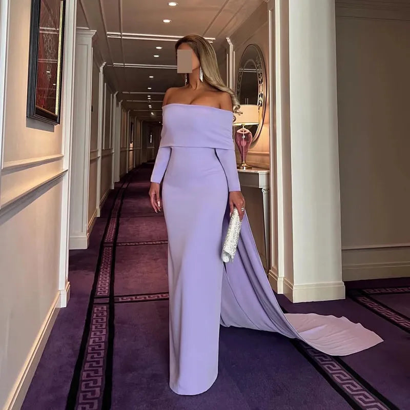 Off The Shoulder Purple Dress