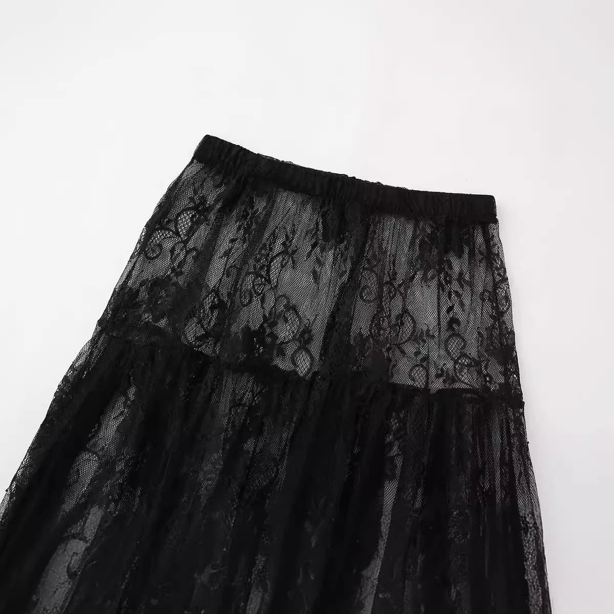 Black Lace High Waist Skirt