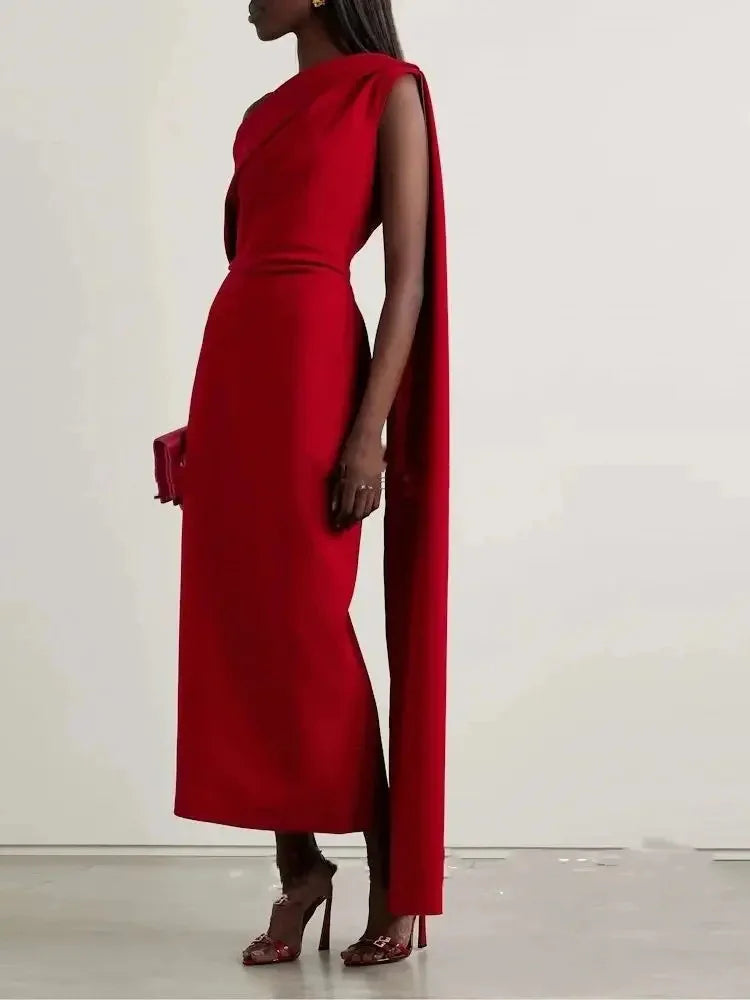 Red One-Shoulder Party Dress