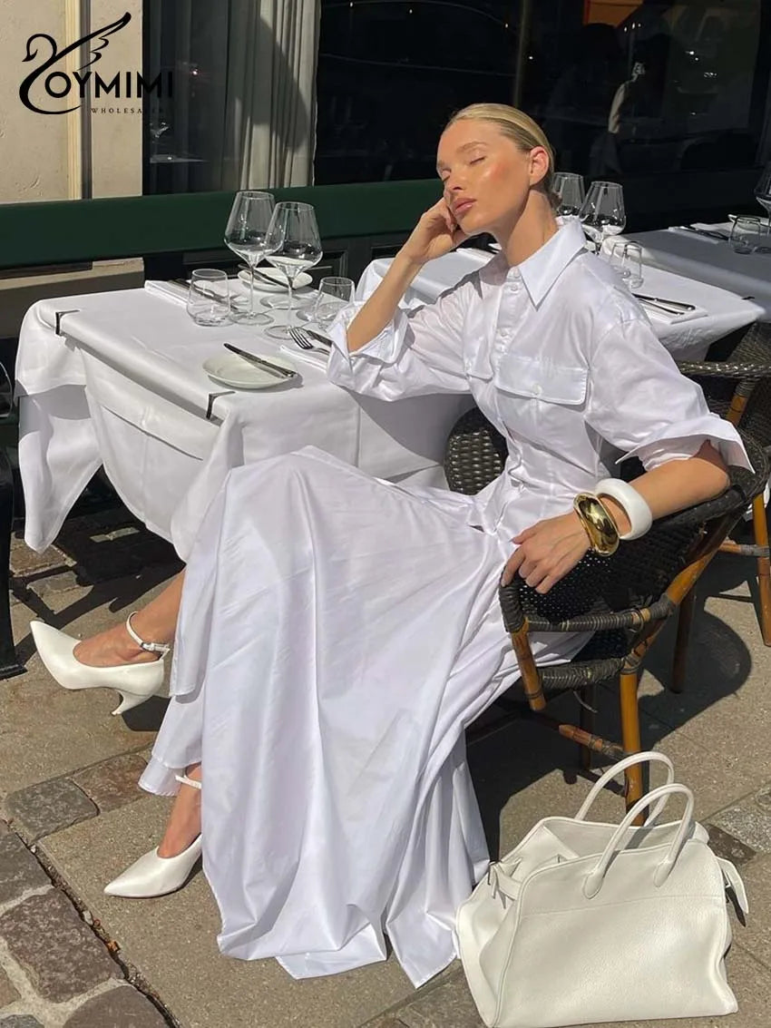 Elegant White Lapel Dress