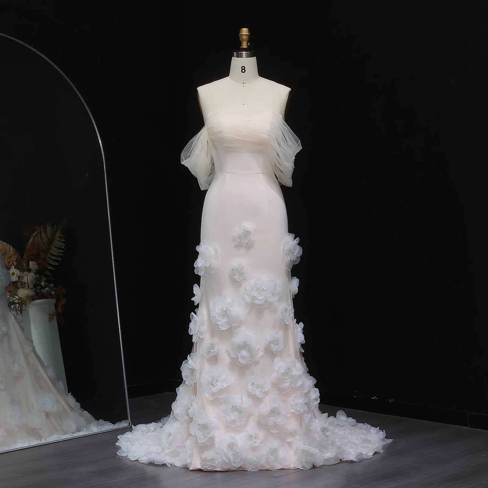 Pink Off-Shoulder Evening Dress