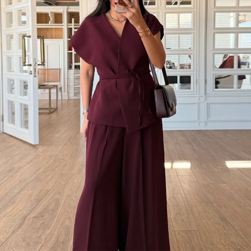 Top & Wide-Leg Pants Set