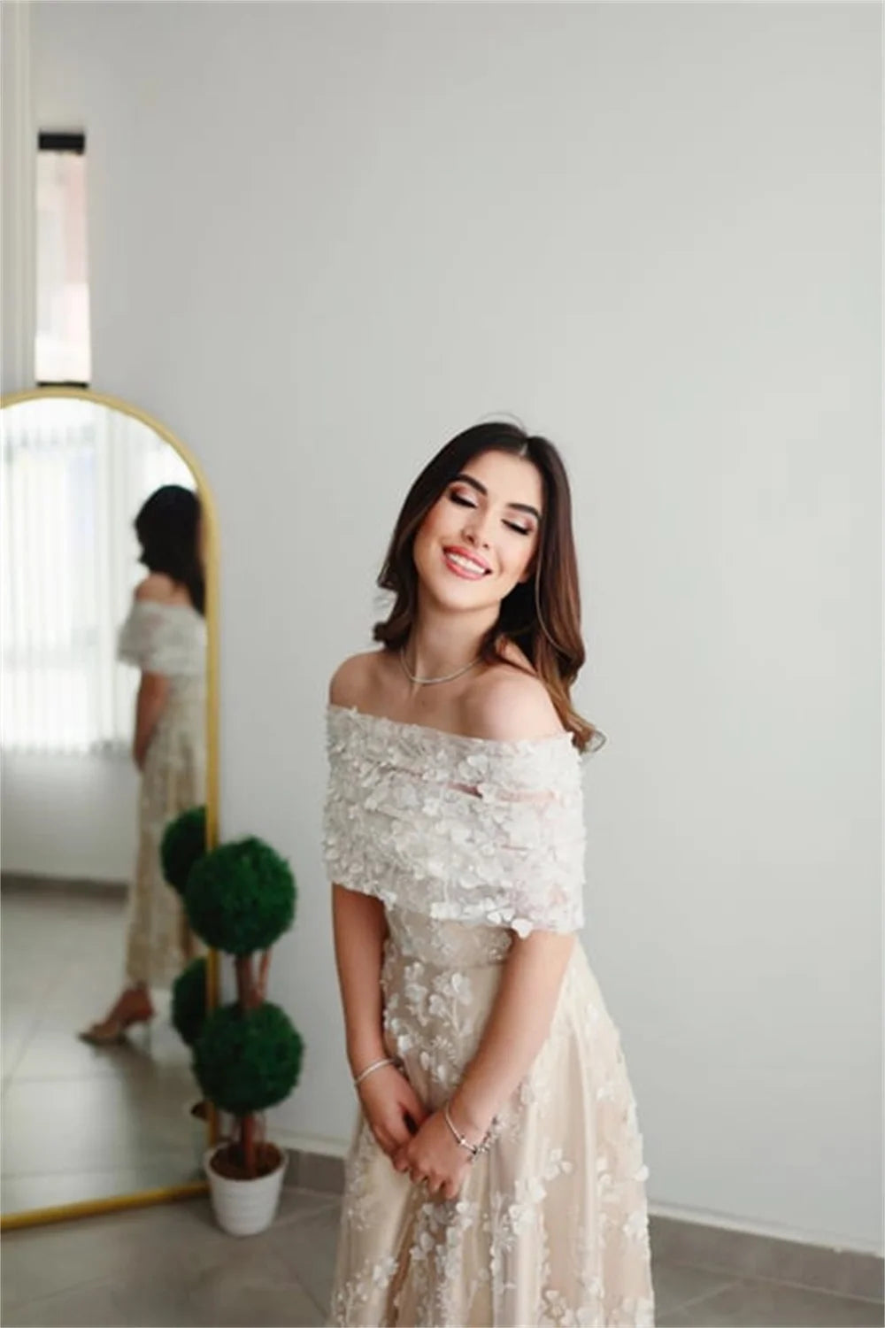 Champagne Tulle Evening dress