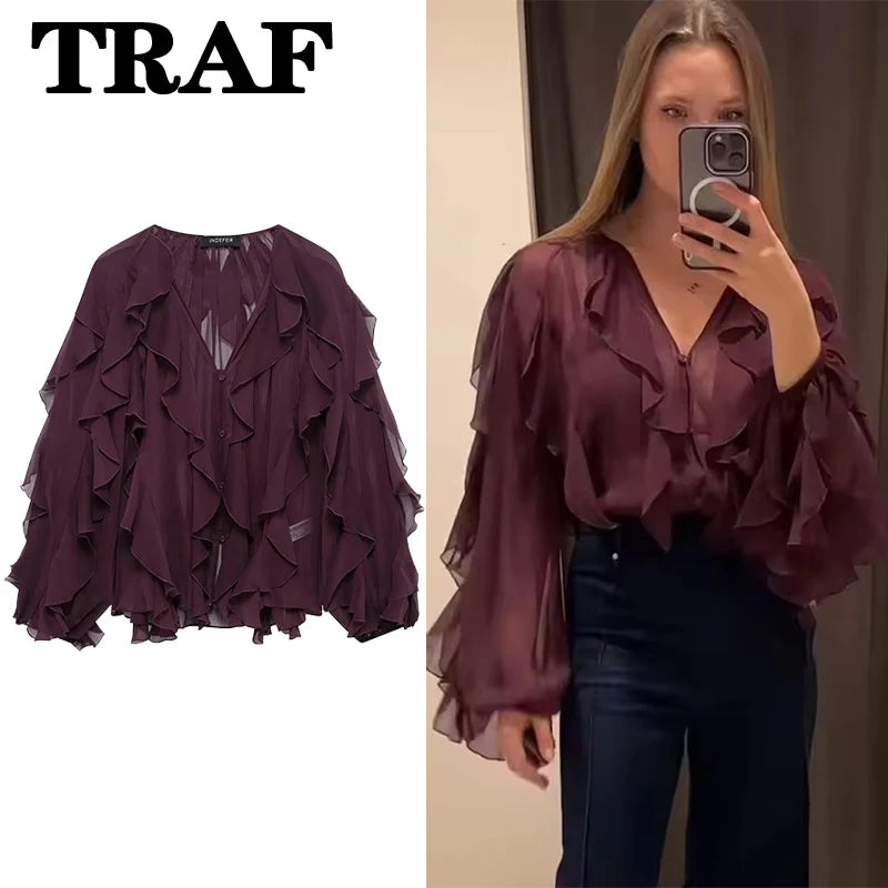 Rucffles  Loose  Blouses