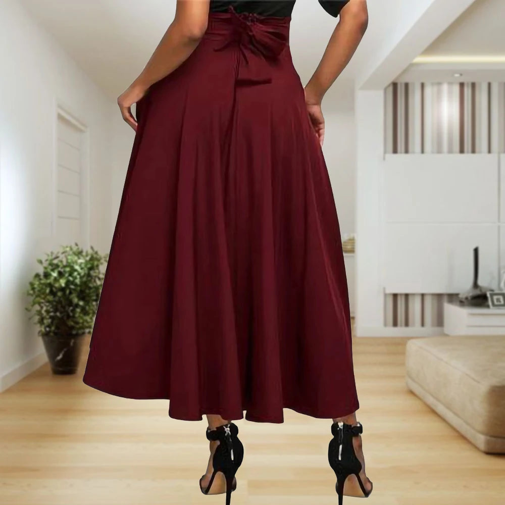 Pocket High Waist Pleated Long Skirt
