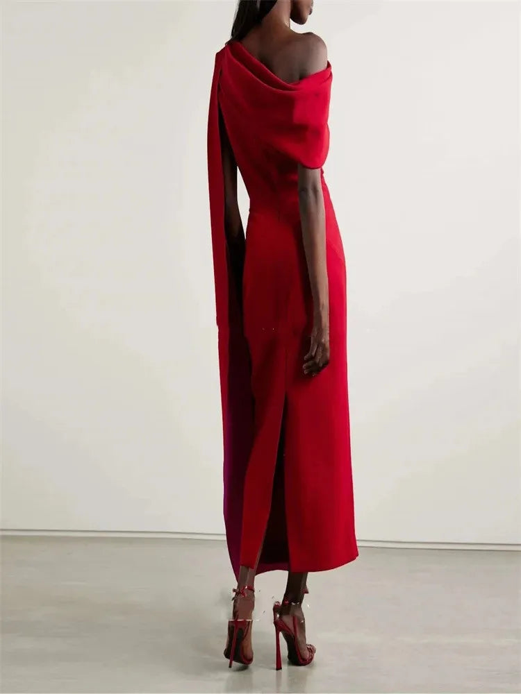 Red One-Shoulder Party Dress