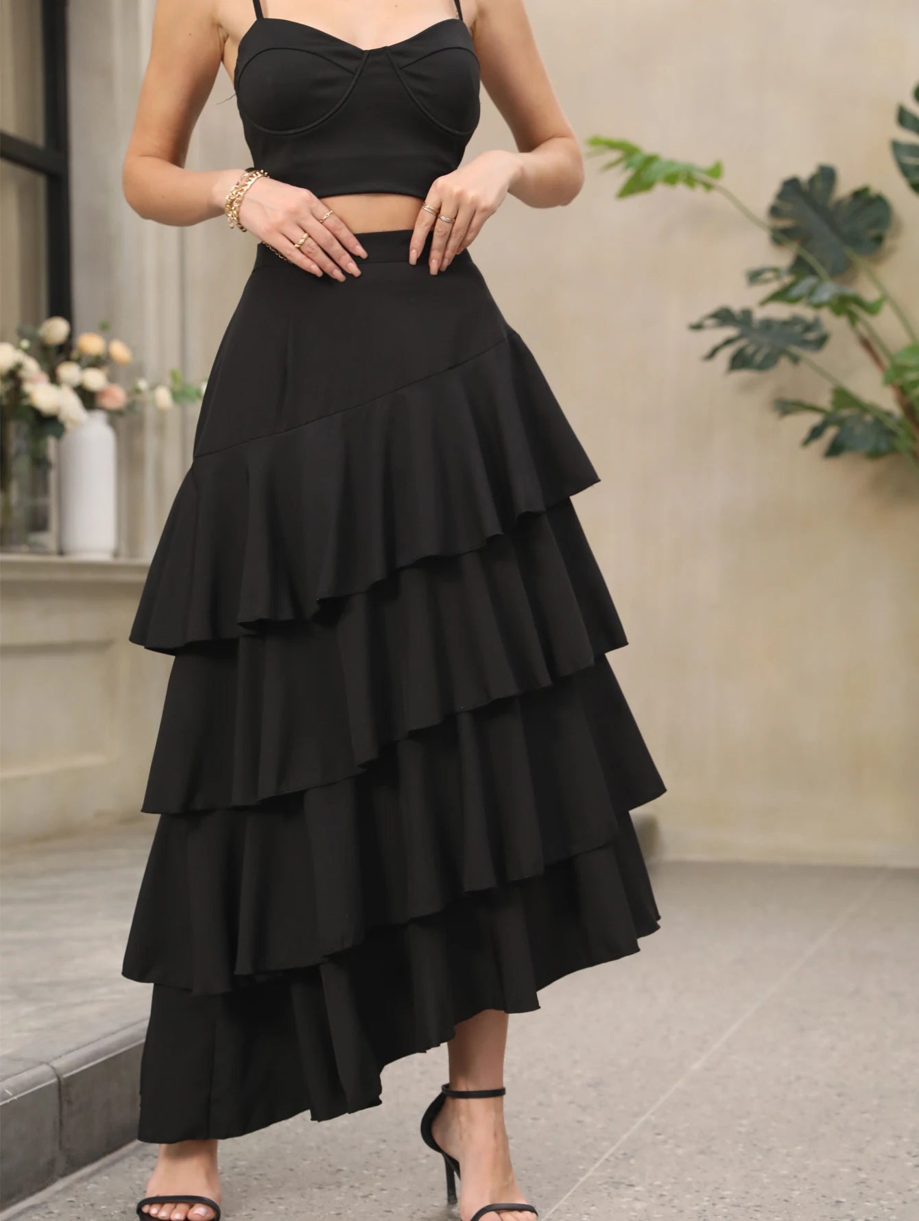 High Waist Black Skirt