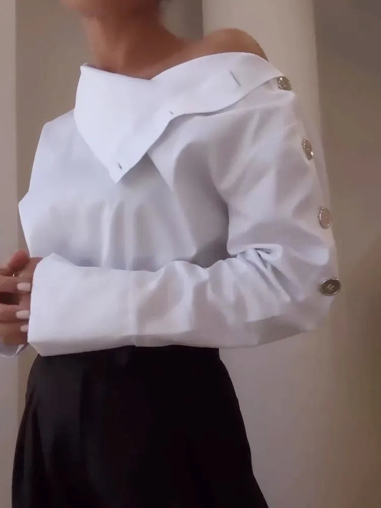 Casual Long-sleeve Button Blouse