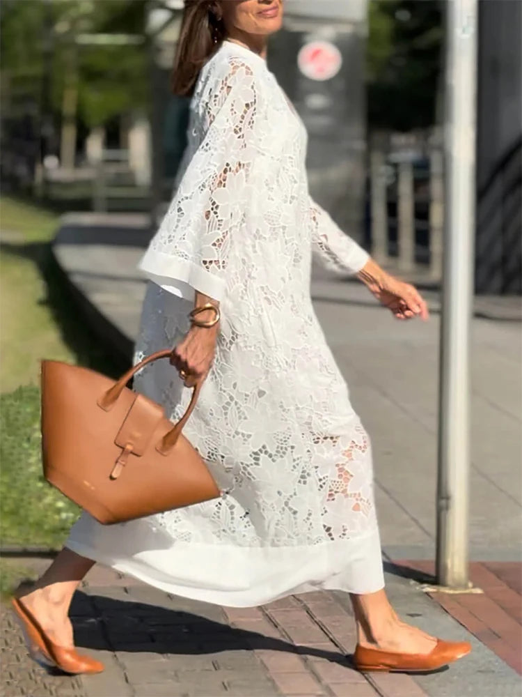White Embroidery Lace Dress