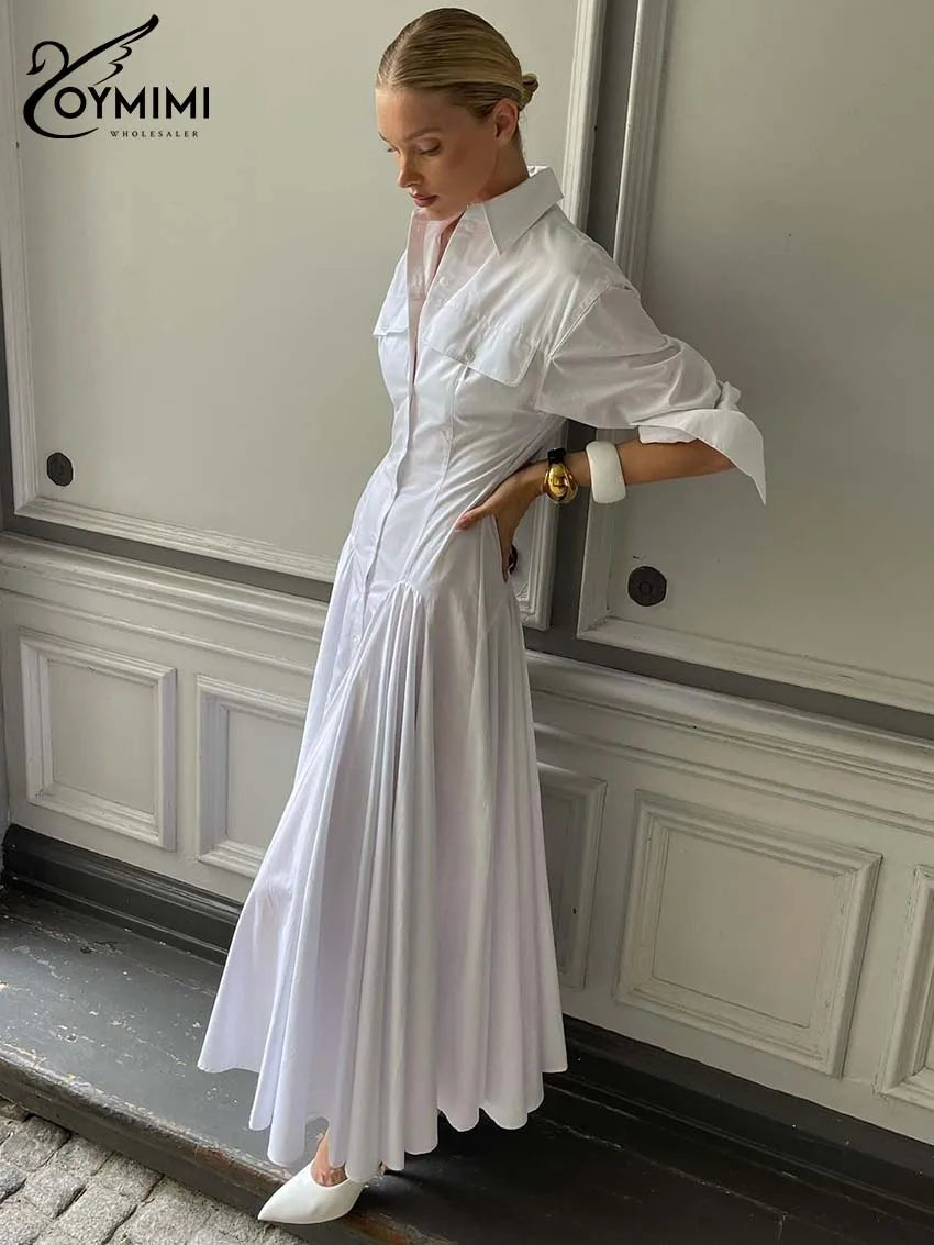 Elegant White Lapel Dress