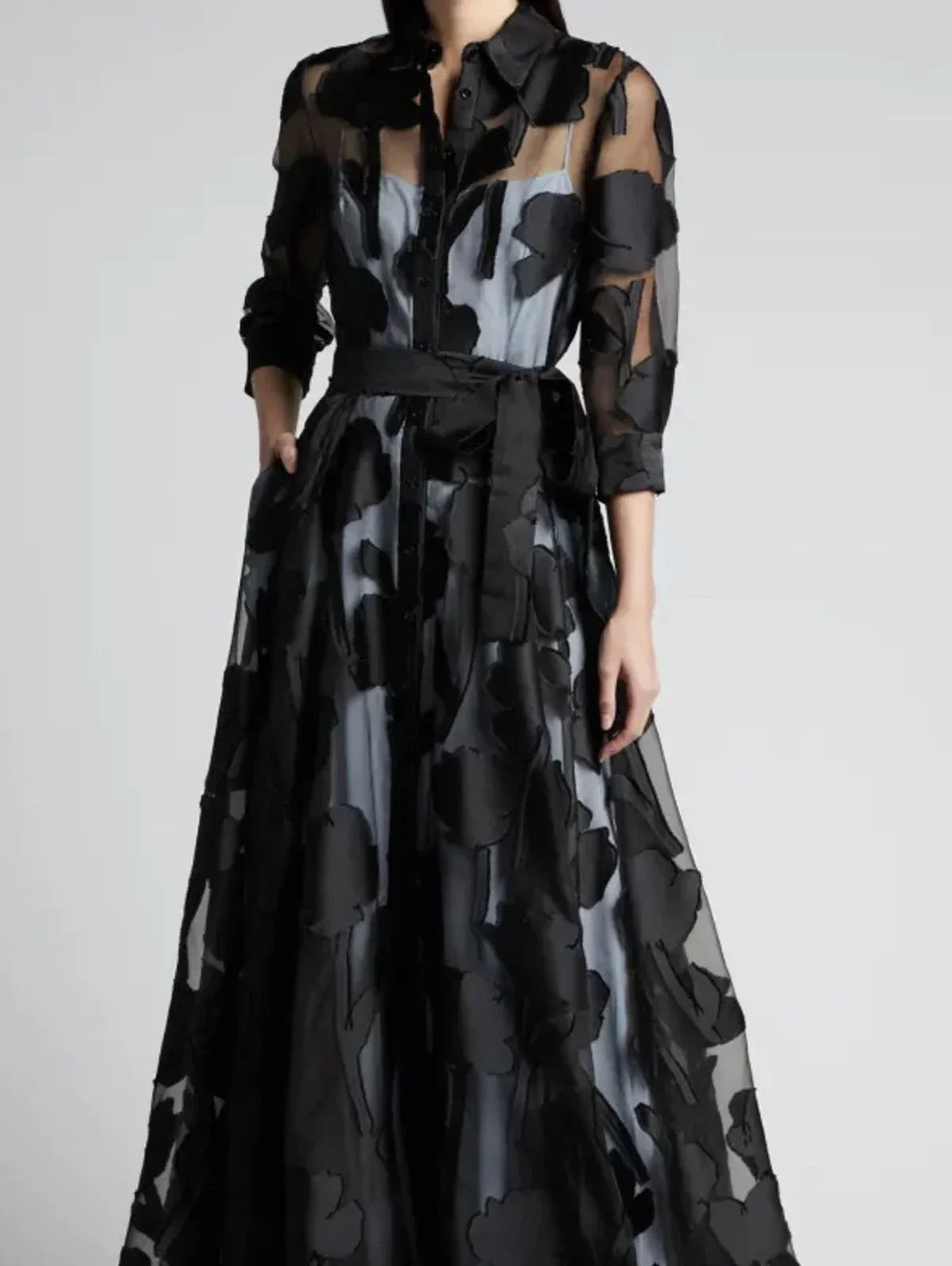 Transperant Long Black Dress