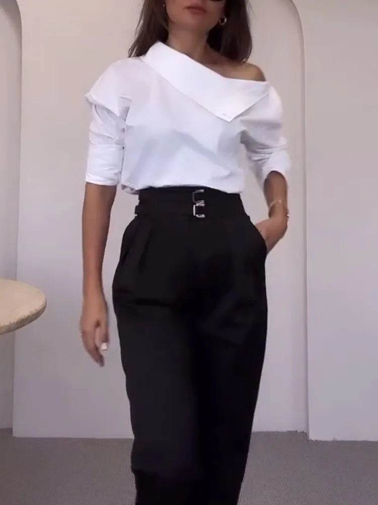 Casual Long-sleeve Button Blouse