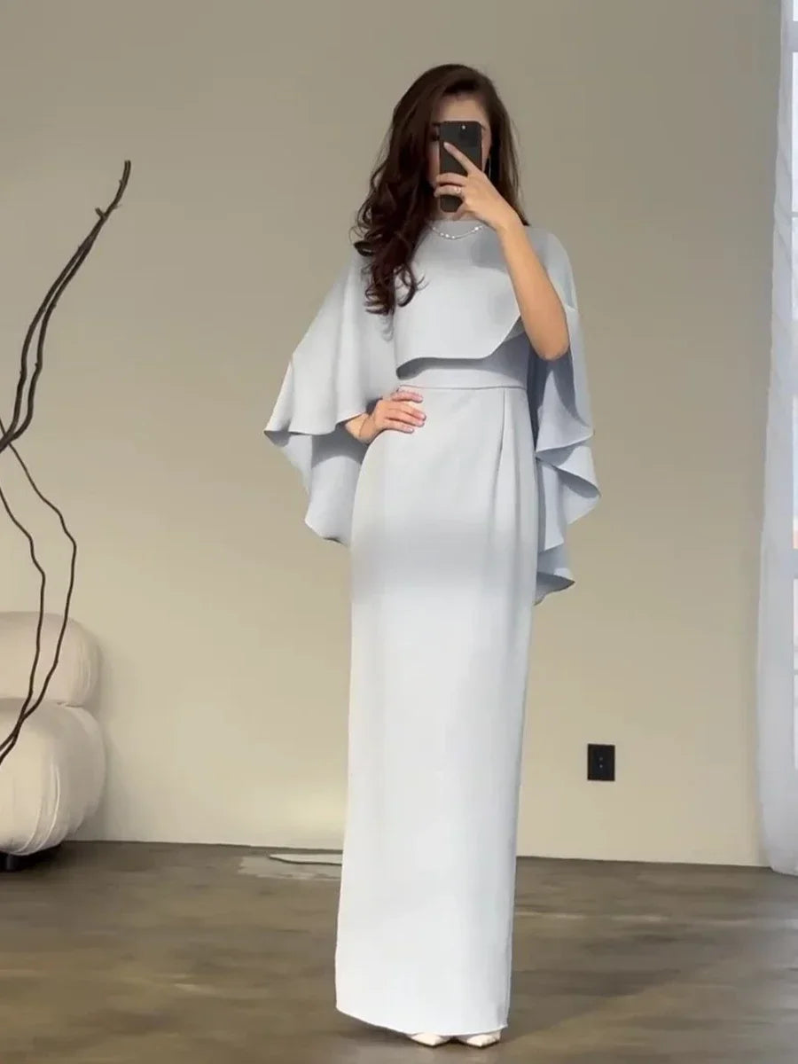 Slim Fit Light Blue Long Dress