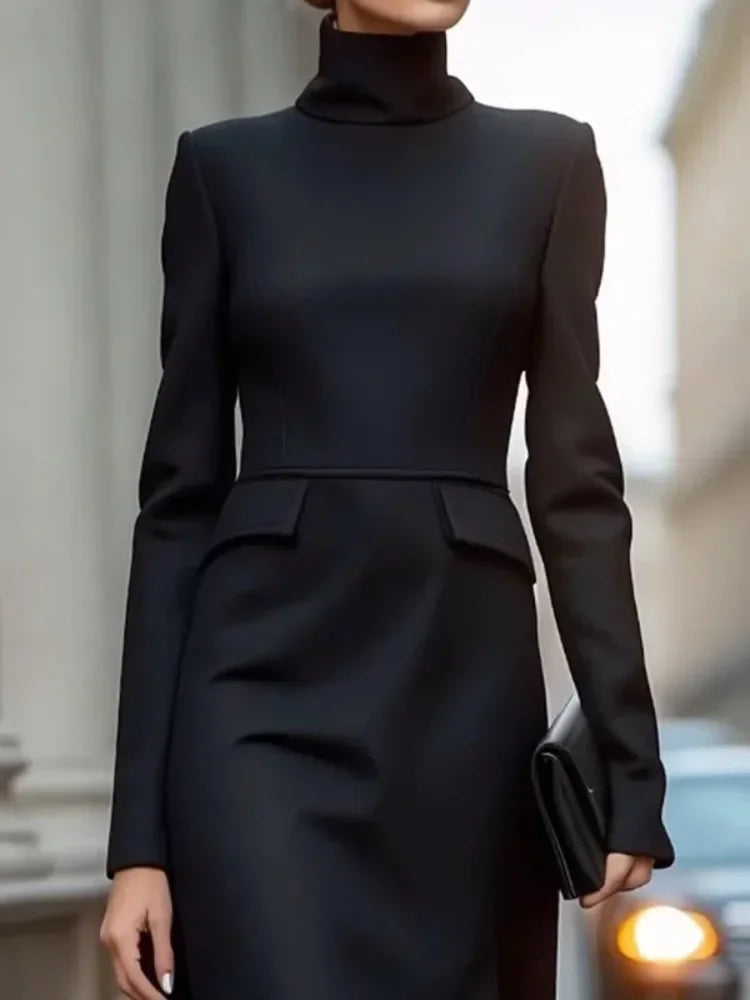 High Neck Black Maxi Dress